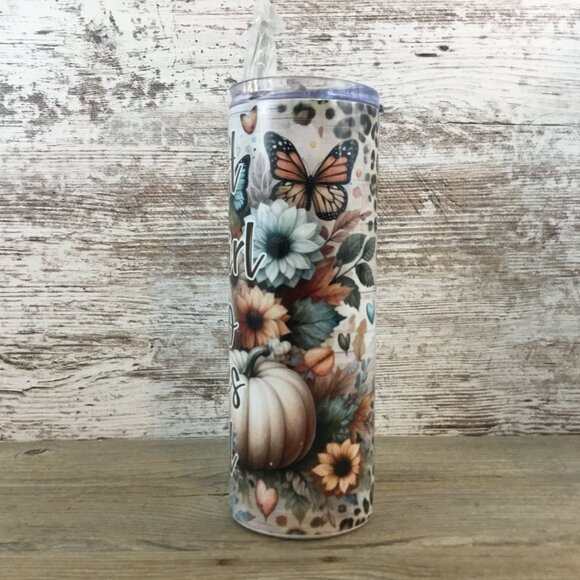Just a Girl Who Loves Fall 20 oz Skinny Tumbler - Picture 2 of 5